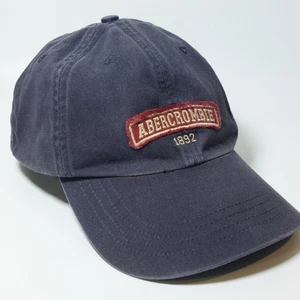 VINTAGE Y2K Abercrombie & Fitch Hat Cap Leather Strap Back Navy Blue Mens - Picture 1 of 10