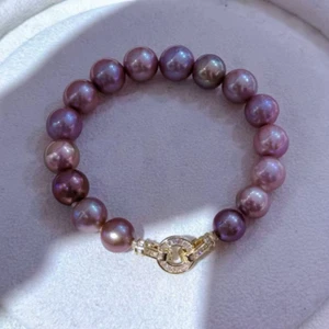 classic 9-11mm south sea round lavender pearl bracelet 7.5-8" - Picture 1 of 3