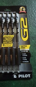 4 pack Pilot G-2 G2 Retractable Gel ROLLER Pens extra Fine Point 0.38mm BLACK👍 - Picture 1 of 2