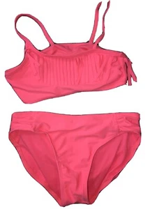 Girl's CIRCO Neon Orange 2 pc Bikini w/ Fringe Top - Size Large 10/12 - Picture 1 of 12