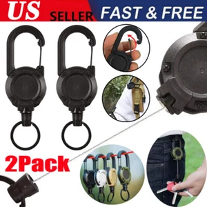 Heavy Duty Retractable Carabiner Car Key Chain Badge Holder Steel Cord Keychain - Picture 1 of 12