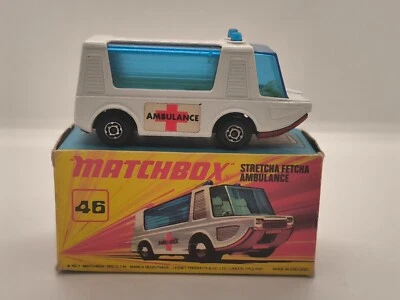 STRETCHA FETCHA AMBULANCE MATCHBOX SUPERFAST No.46 ENGLAND 1971 OVP BOX - Bild 1 von 4