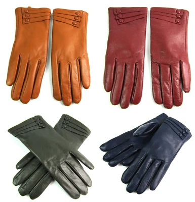 Ladies Womens Super Soft Premium High Quality Real Leather Gloves Fully Lined  - Image 1 of 4