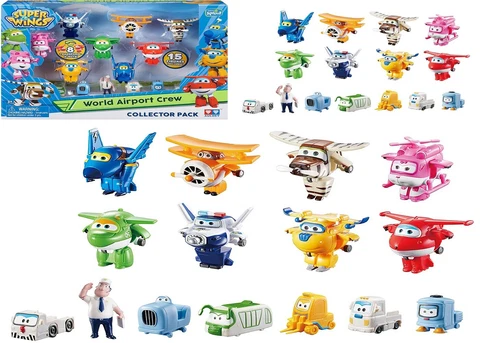 Genuine Super Wings 15 Pack Transform-a-Bots World Airport Crew 2 Inch Ages 3+ Cover