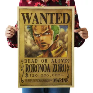 Wanted DOA Roronoa Zoro Manga Anime kraft paper retro poster indoor - Picture 1 of 1