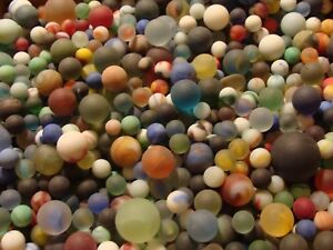 Solids  Swirls Puries LOT OF 56 VINTAGE MARBLES From 1968-1975 Cats Eyes
