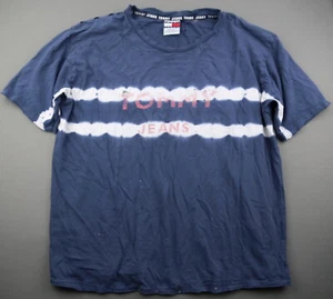 Vintage Mens Tommy Hilfiger T Shirt Tee Blue White Red Distressed USA Made Sz XL - Picture 1 of 9