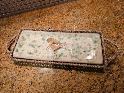 Mud Pie Green Splatter Tray with Basket - Image 1 of 3