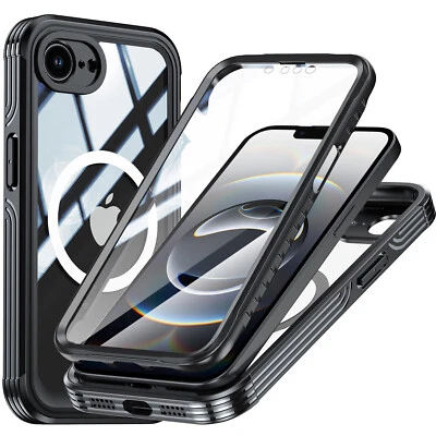 Funda para iPhone 16e MagSafe magnética a prueba de golpes protector de pantalla de vidrio incorporado Foto 1 de 4