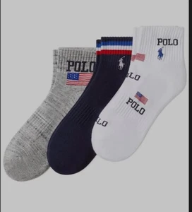 Polo Ralph Lauren 3 Pairs Classic Men Flag Sport Multi Socks Shoe Size 10-13 - Picture 1 of 6