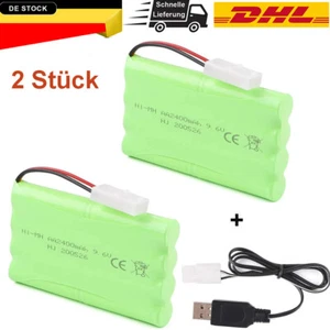 2X 2400mAh 9,6V Ni-MH AA Akkus Tamiya Stecker + USB-Ladegerät für RC Car Auto DE - Bild 1 von 12