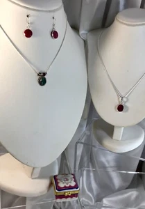 Ruby Emerald Sterling Pendant,Earrings,Pendant,NEW.REDUCED - Picture 1 of 8