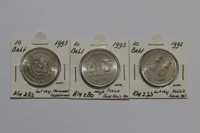 🇹🇭 THAILAND 10 BAHT - 3 GEDENKMÜNZEN B49 #1975 - Bild 1 von 3