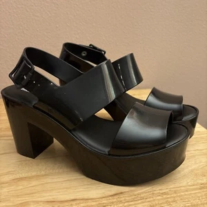 Melissa Zapatos de Tacón de Plataforma con Tirantes Talla 10 Negro Y2K - Imagen 1 de 6