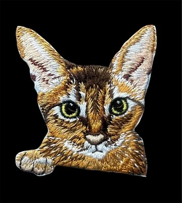 Embroidered Cute Cat Patches for Clothes, Iron-On 2+1/4x 2 inch - Image 1 of 3