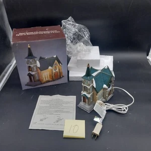 hand painted fine porcelain Christmas Lights Up Plug In church In Box!! Clean - Picture 1 of 16
