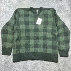 Smartwool Cozy Lodge Buffalo Check Sweater Men's 2XL Green Crew Merino Wool NEW - Picture 1 of 14