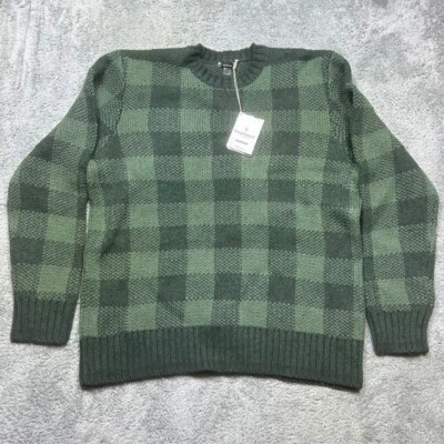 Smartwool Cozy Lodge Buffalo Check Sweater Men's 2XL Green Crew Merino Wool NEW - Image 1 of 4