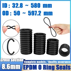 8.6mm Cross Section O Rings EPDM Rubber 32-580mm ID Oil Resistant Seals - Picture 1 of 219