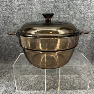 Vision Corning Ware Ambra V-20-B Inserto Doppio Caldaia V-1.5-C Coperchio Pyrex Francia - Foto 1 di 10