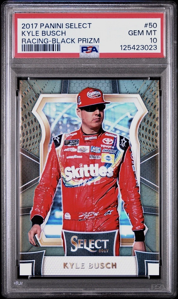 2017 Panini Select Racing Kyle Busch Grandstand Black Prizm /3 PSA 10 Pop 1 - Image 1 of 2