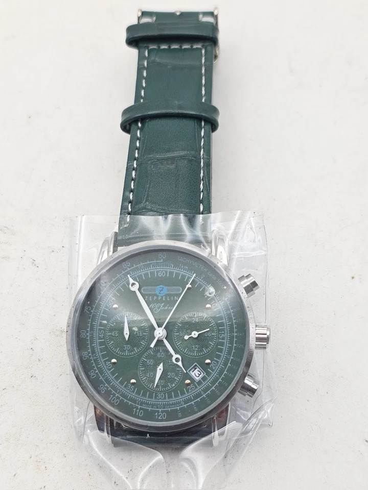Alemania Zeppelin 100 Años Reloj Verde Nuevo Cronógrafo Foto 1 de 3