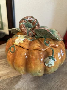 Vintage Fitz & Floyd Harvest Collection Pumpkin Tureen/Bowl with Lid Mint - Picture 1 of 18