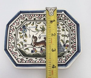 Portugal handbemalt Keramik achteckig Snack Teller/Schmuck Tablett Hund SCHÖN - Bild 1 von 8