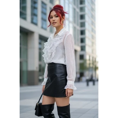 Blusa Free People Transparente Lunares Volantes M - ¡Coqueta, Femenina y Sin Esfuerzo! Foto 1 de 4