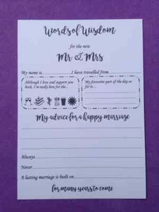 12 x A6 Wedding Words of Wisdom Advice to Bride and Groom Game Activity - Picture 1 of 1