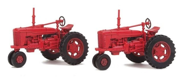 Walthers ~ HO Scale ~ Farm Tractor (2-Pack) ~ Assembled ~ Red ~ 949-4160 - Image 1 of 1