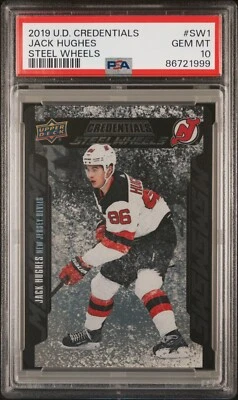 2019 Upper Deck Credentials Jack Hughes Steel Wheels Rookie PSA 10 Low Pop - Image 1 of 2