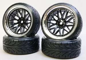 Ruedas RC 1/10 DRIFT 3 piezas NEGRAS con labio cromado escalonador 6+9 mm banda de rodadura Drift -4 piezas - Imagen 1 de 6