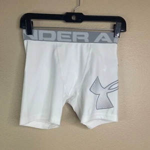 Under Armour HeatGear® Boys Shorts Polyester Stretch White Logo UA 1330758 100 - Picture 1 of 20