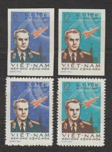  North VN Stamp Gherman Titov's Space Fight Sc # 174-175 Imperf & Per            - Picture 1 of 1