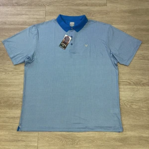 Callaway Polo Golf Shirt Herren 2XL blau weiß kariert Opti-Dri leicht Stretch - Bild 1 von 12