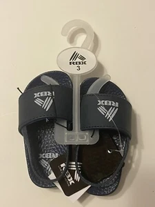 NWT Infant Boys RBX Crib Sandals sz 3 Navy Blue Slides Slip On - Picture 1 of 5