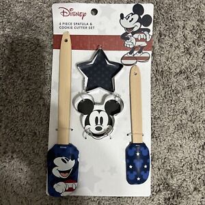 Disney Mickey Mouse America USA  Spatula Cookie Cutter 4 Piece Set New Kitchen