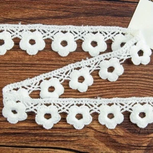 Pizzo Fiore Orlo Bordo Maglia Fai da Te Artigianato Cucito Nozze Bianco 2.5cm - Foto 1 di 5