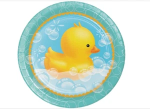 DUCK Bubble Bath Baby Shower Paper Plates 8ct. Birthday Party 8-3/4" - Picture 1 of 3