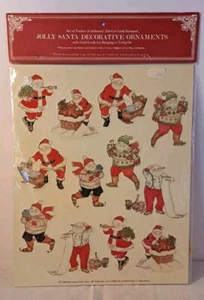 VINTAGE MERRIMACK DIE CUT GOLD GESTEMPELT SANTA CLAUS CHRISTMAS ORNAMENTS NOS 1986 - Bild 1 von 8