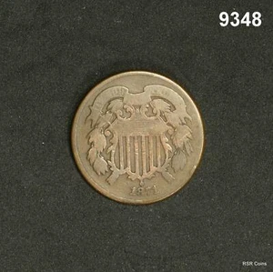 1871 TWO CENT PIECE SCARCE DATE! FINE! #9348 - Picture 1 of 2
