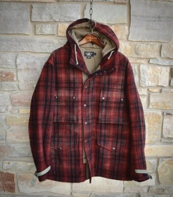 RRL Ralph Lauren Wool Red Black Plaid Hoodie Jacket Check Men's Extra-Large XL - Image 1 of 4