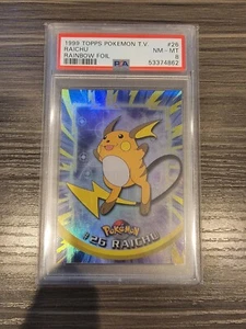 1999 Topps Pokemon TV Raichu #26 Series 1 RAINBOW FOIL Blue Label PSA 8 - pop 18 - Picture 1 of 2