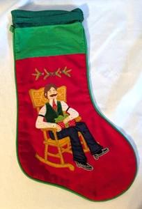 Vintage House of Hatten viktorianische Applikation Weihnachtsstrumpf Vater Mann LESEN - Bild 1 von 6