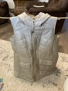 Style & Co Womens Hooded Vest Size 1X Beige Full Zip Lined Pockets - Picture 1 of 3