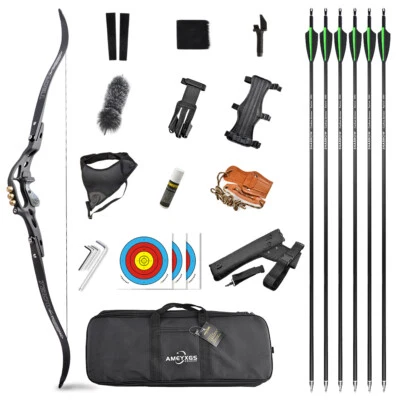 62" ILF Recurve Bow Set 30-60lbs Archery 19" Riser Takedown Hunting Target USA - Image 1 of 4