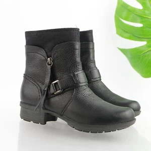 Clarks Women's Riddle Avant Boot Size 6 Moto Biker Black Leather Lug Sole Bootie - Picture 1 of 11