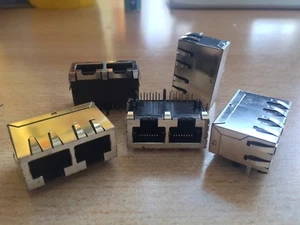 1x2 Ports RJ45 Modular PCB Jack Network 8P8C LAN Connector 5 pcs UK SELLER Z2007 - Afbeelding 1 van 4