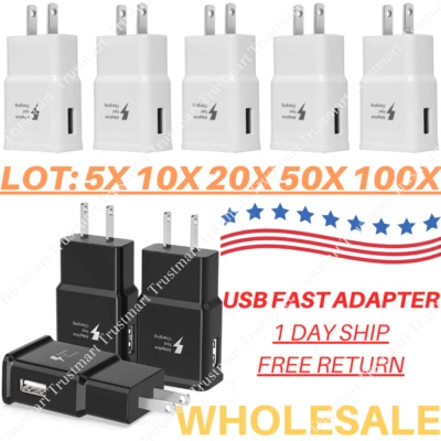Lote a granel Cargador de pared rápido adaptable Adaptador de corriente USB EE. UU. para Samsung S20 S10 S9 Foto 1 de 4